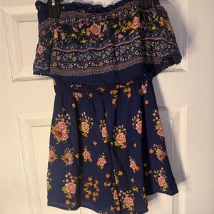 Trixxi Navy Floral Circle Skater Skirt with Pink Roses